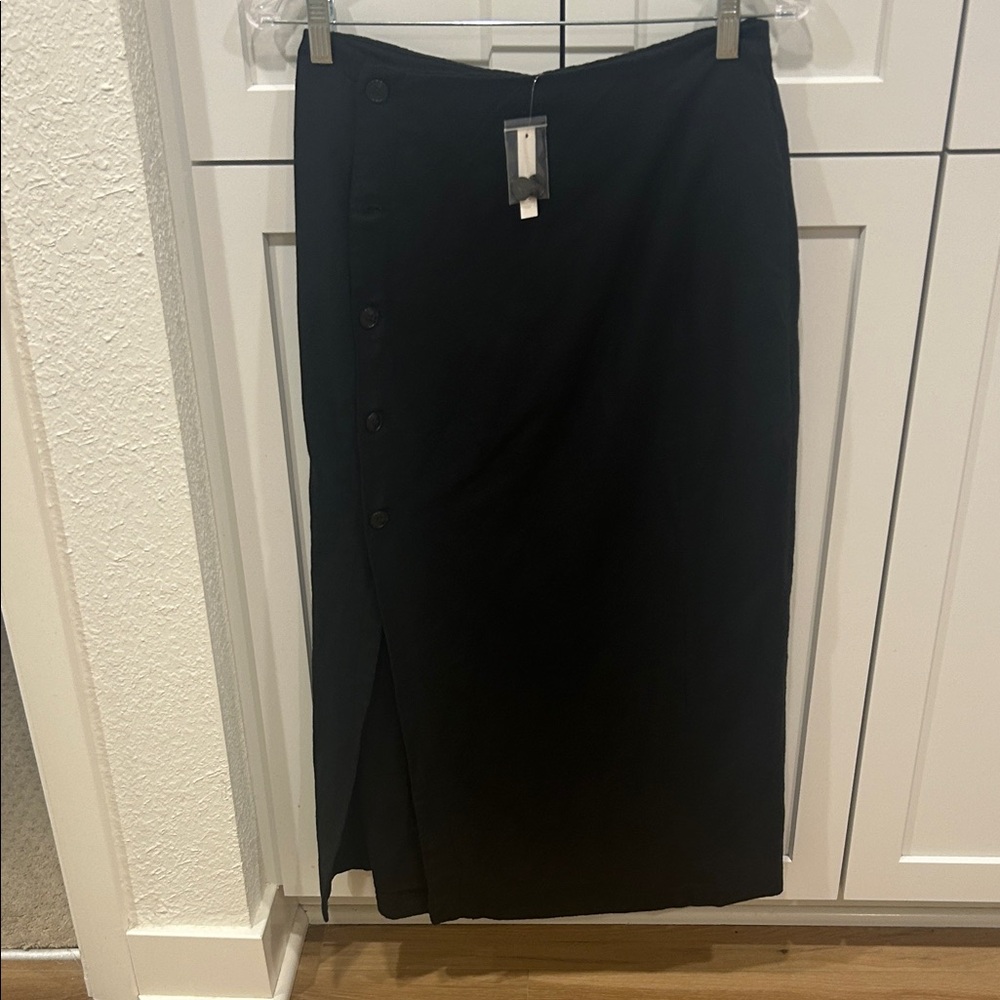 Madewell Black Pencil Skirt with Button Detail
